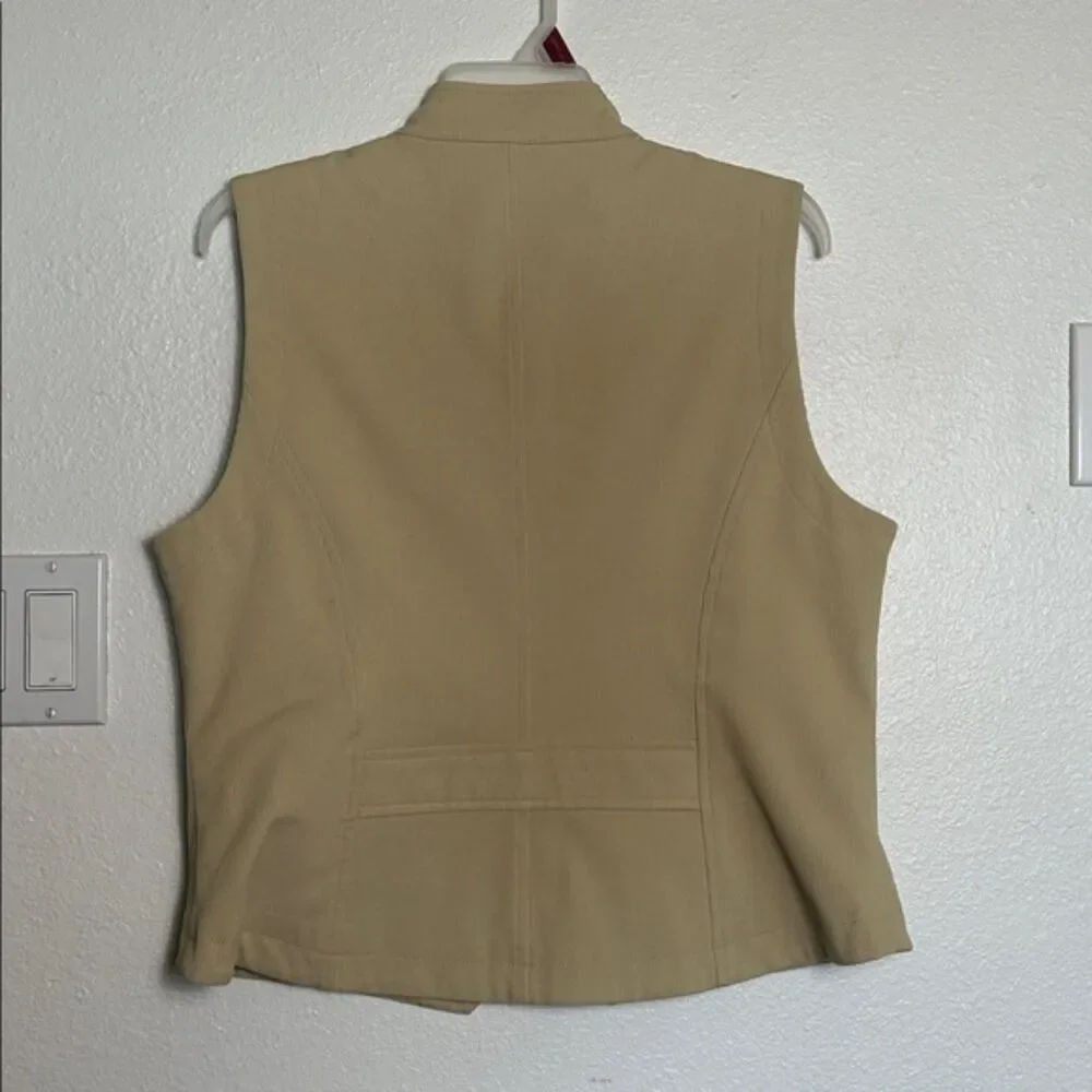 Goode Rider Corduroy Vest Womens XL Horse Riding Equestrian Zip Outerwear Tan
